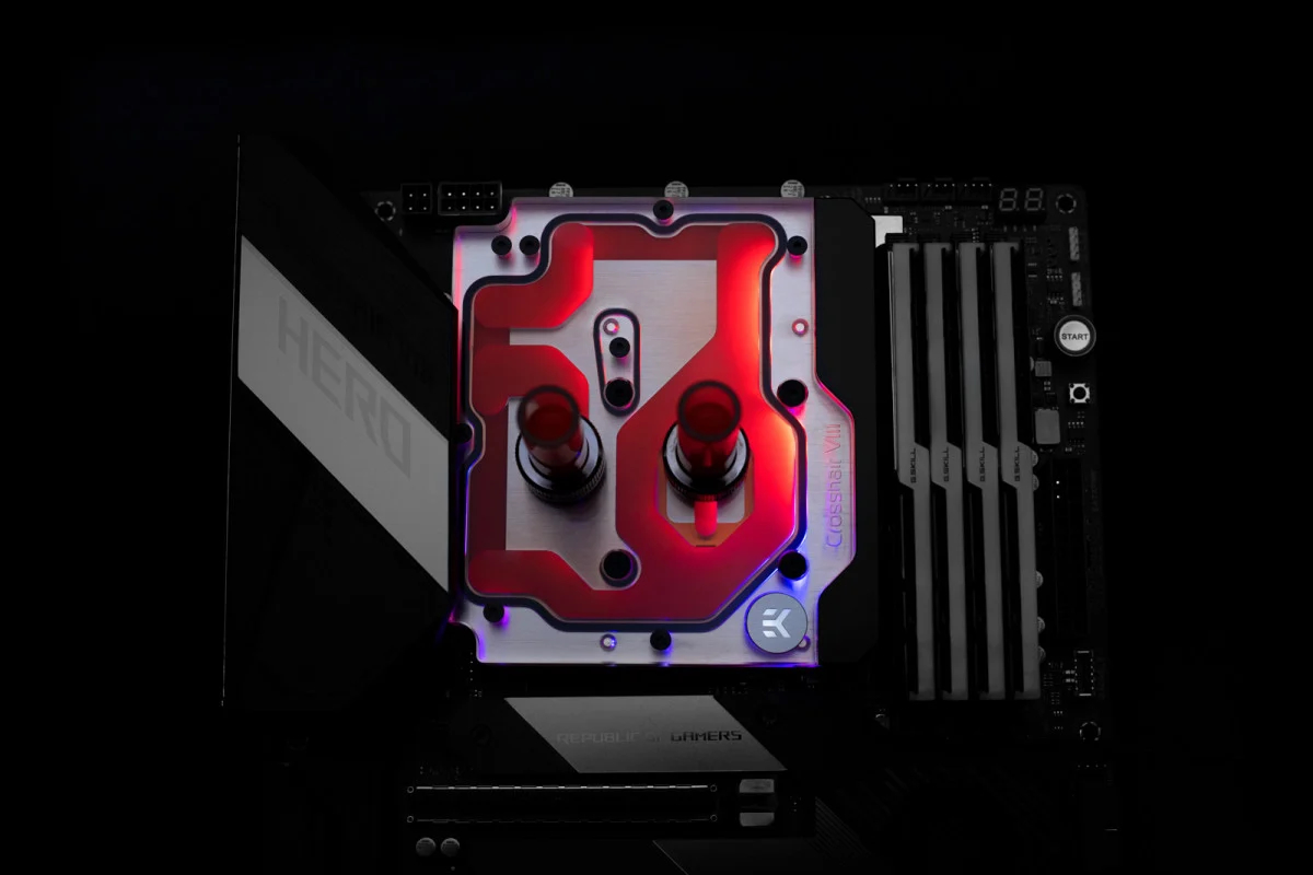 Водоблок для материнской платы ASUS ROG Crosshair VIII Hero EKWB EK-Quantum Momentum ROG Crosshair VIII Hero D-RGB - Plexi