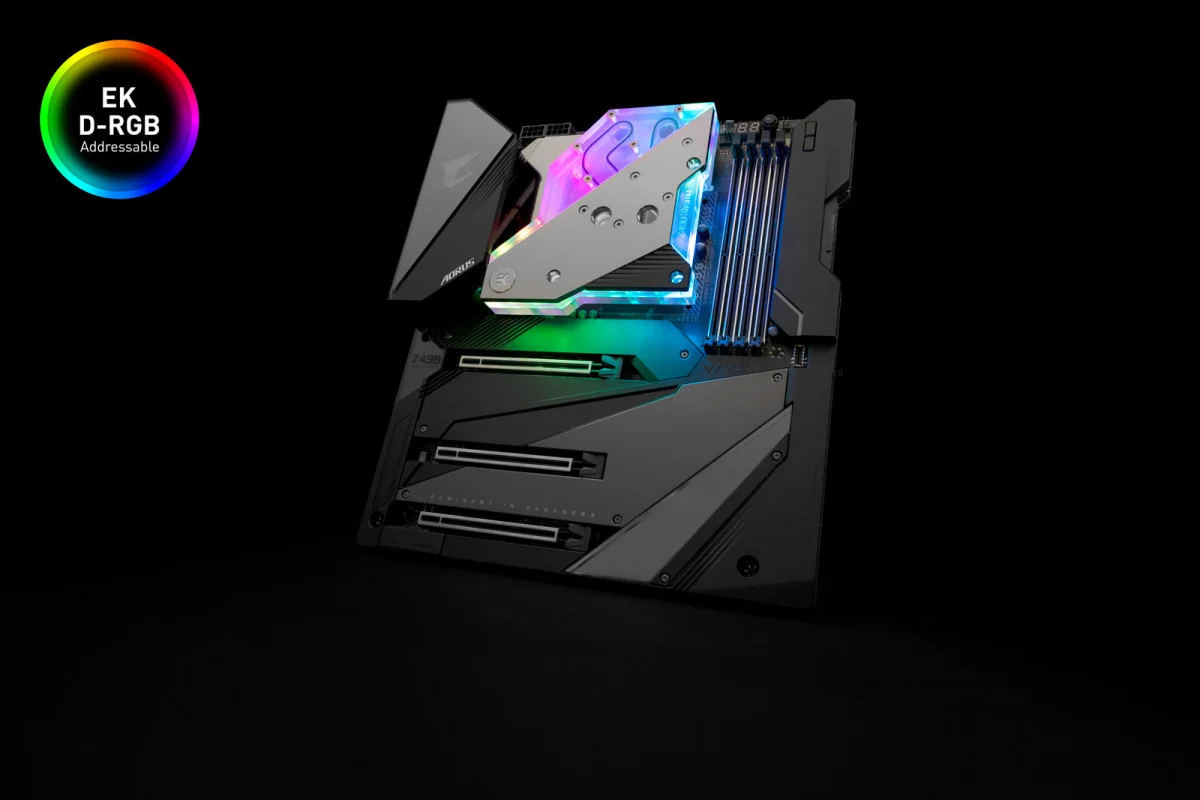 Водоблок для материнской платы  Gigabyte Z490 Aorus Xtreme EKWB EK-Quantum Momentum Aorus Z490 Xtreme D-RGB - Plexi
