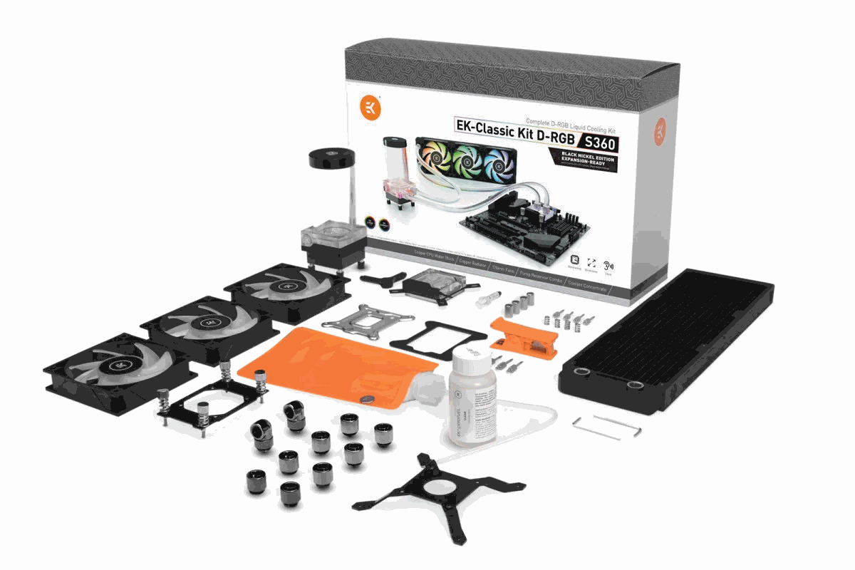 Набор жидкостного охлаждения EKWB  EK-Classic Kit S360 D-RGB - Black Nickel Edition с радиатором 120х360