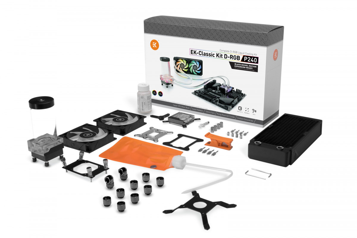 Набор жидкостного охлаждения EKWB  EK-Classic Kit P240 D-RGB - Black Nickel Edition с радиатором 120х240