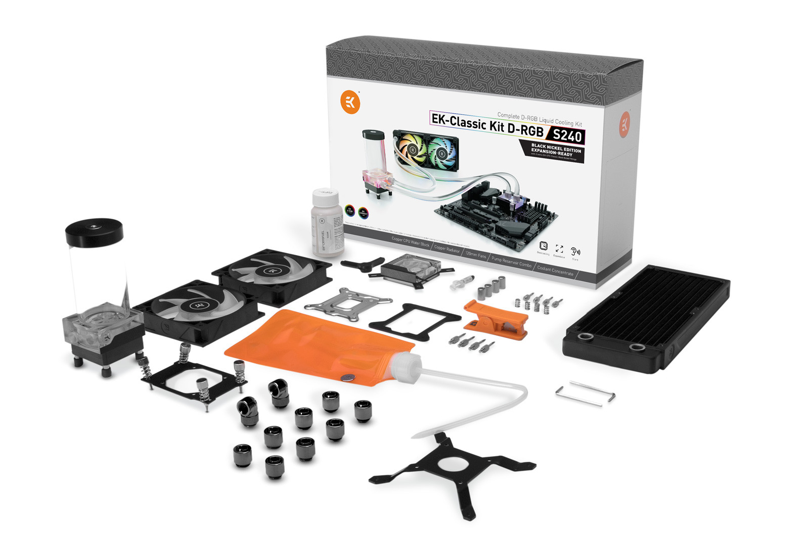 Набор жидкостного охлаждения EKWB  EK-Classic Kit S240 D-RGB - Black Nickel Edition с радиатором 120х240