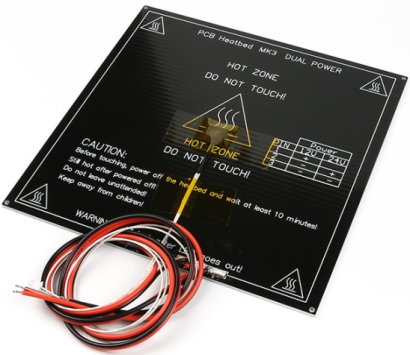 Нагревательный стол для 3D принтера MK3 ALU (черный, кабель, 60см, LED, NTC)