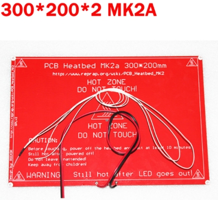 Нагревательный стол для 3D принтера MK2A (300x200x2мм, LED, кабель 60см, 100K, NTC 3950)