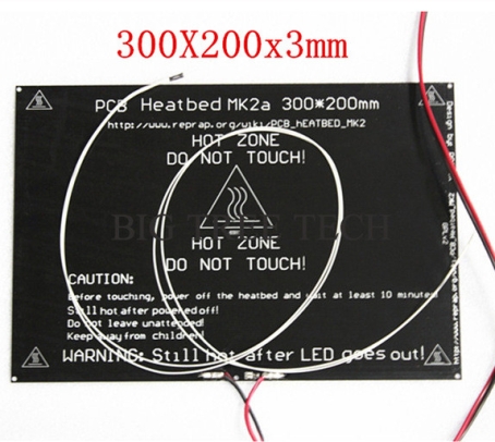 Нагревательный стол для 3D принтера MK2A (300x200x3мм, LED, кабель 60см)