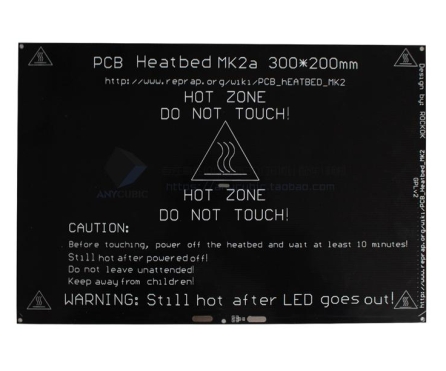 Нагревательный стол для 3D принтера MK2A (300x200x3мм)