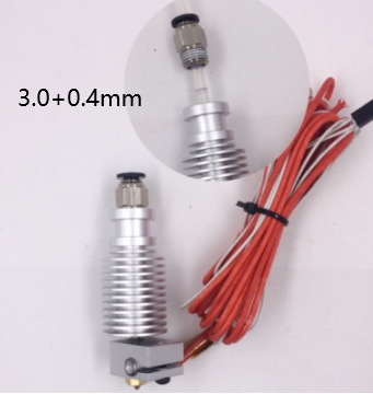 Экструдер в сборе Bowden V6 с датчиком температуры и термистором (0.4мм, филамент 3.0мм)