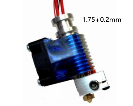 Экструдер в сборе Direct V6 с датчиком температуры, термистором и вентилятором (0.2мм, филамент 1.75мм)