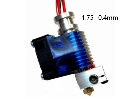 Экструдер в сборе Direct V6 с датчиком температуры, термистором и вентилятором (0.4мм, филамент 1.75мм)