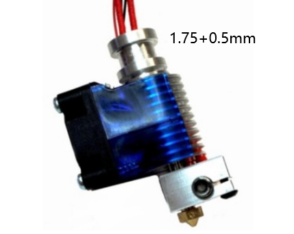 Экструдер в сборе Direct V6 с датчиком температуры, термистором и вентилятором (0.5мм, филамент 1.75мм)