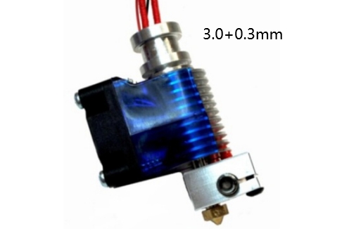 Экструдер в сборе Direct V6 с датчиком температуры, термистором и вентилятором (0.3мм, филамент 3.0мм)