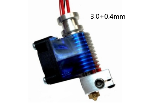 Экструдер в сборе Direct V6 с датчиком температуры, термистором и вентилятором (0.4мм, филамент 3.0мм)