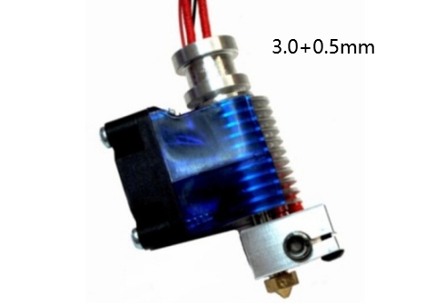 Экструдер в сборе Direct V6 с датчиком температуры, термистором и вентилятором (0.5мм, филамент 3.0мм)