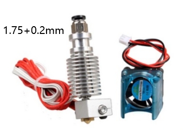 Экструдер в сборе Bowden V6 с датчиком температуры, термистором и вентилятором (0.2мм, филамент 1.75мм)