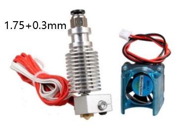 Экструдер в сборе Bowden V6 с датчиком температуры, термистором и вентилятором (0.3мм, филамент 1.75мм)