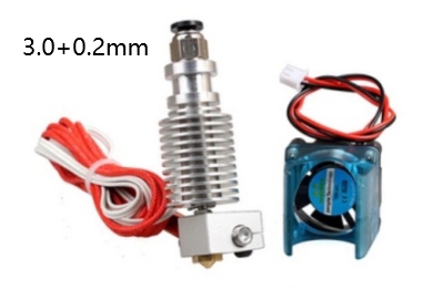 Экструдер в сборе Bowden V6 с датчиком температуры, термистором и вентилятором (0.2мм, филамент 3.0мм)