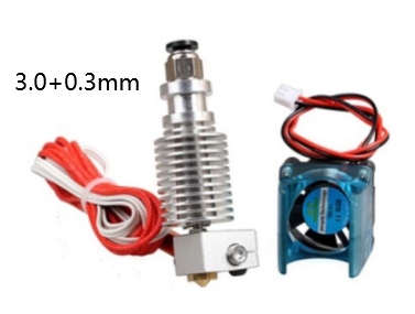 Экструдер в сборе Bowden V6 с датчиком температуры, термистором и вентилятором (0.3мм, филамент 3.0мм)