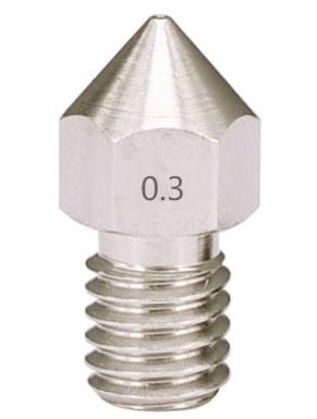 Сопло MK8 0.3мм (нержавеющая сталь, M6, 1.75мм)