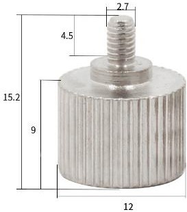 Ручной регулировочный винт ID 2,7 мм OD12 мм H 15,2 мм