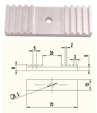 Алюминиевый зажим CNC для ремня (15x70мм)