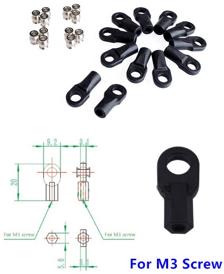 –епрап ?ельта Kossel mini Ч комплект шаровых соединений и карбоновых стержней (12 шт. M3)