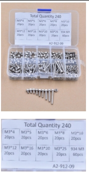 Набор шестигранных болтов из нержавеющей стали 304 (240 шт, DIN912)