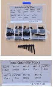 Набор шестигранных болтов из нержавеющей стали 304 (90 шт, 12.9)