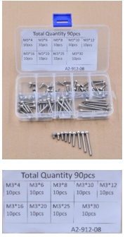 Набор шестигранных болтов из нержавеющей стали 304 (90 шт, DIN912)