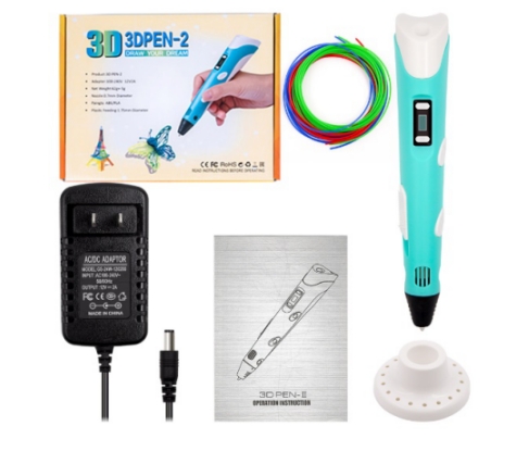 3D ручка 2-го поколения (2 поколение, 12В, голубой, US вилка)