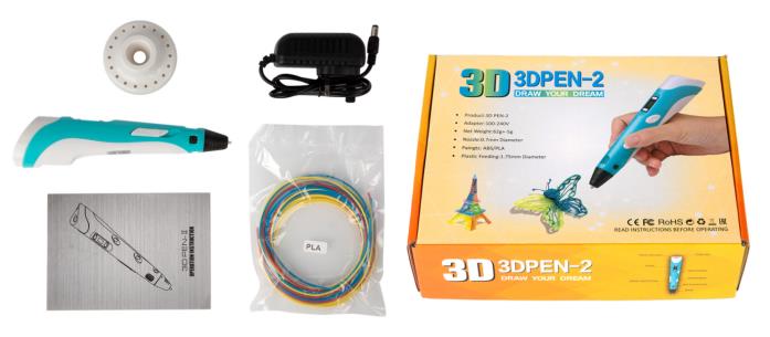 3D ручка 2-го поколения (2 поколение, 12В, голубой, UK вилка)