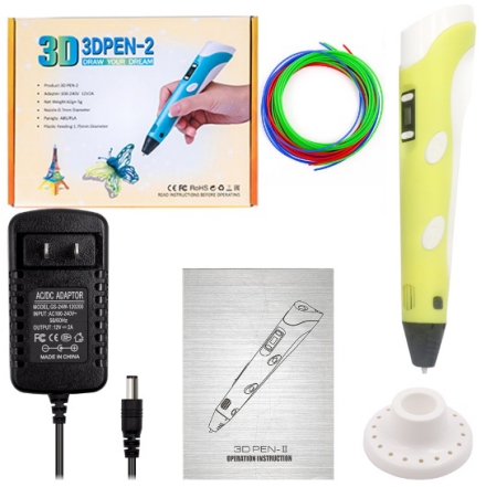 3D ручка 2-го поколения (2 поколение, 12В, желтый, EU вилка)