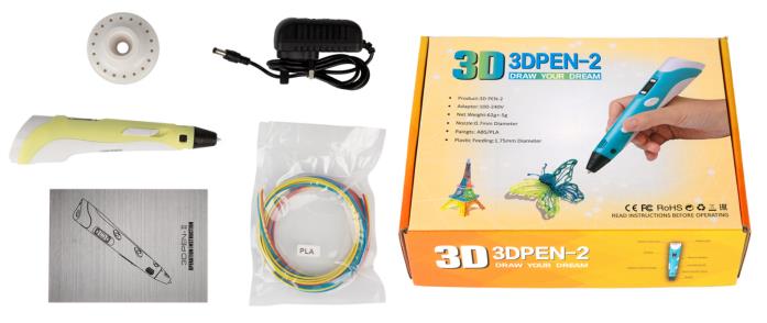 3D ручка 2-го поколения (2 поколение, 12В, желтый, UK вилка)