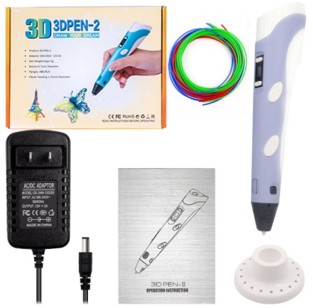 3D ручка 2-го поколения (2 поколение, 12В, фиолетовый, UK вилка)