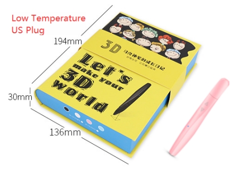 3D-ручка D12 (розовая, низко/высокотемпературная, US вилка)