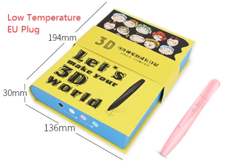 3D-ручка D12 (розовая, низко/высокотемпературная, EU вилка)
