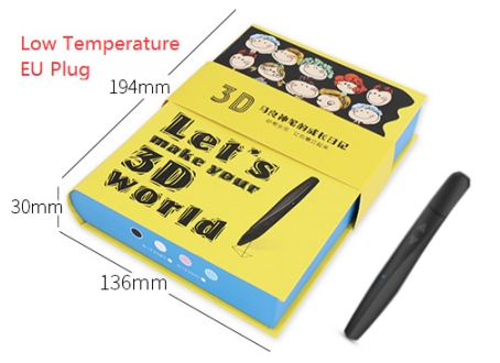 3D-ручка D12 (черная, низко/высокотемпературная, EU вилка)