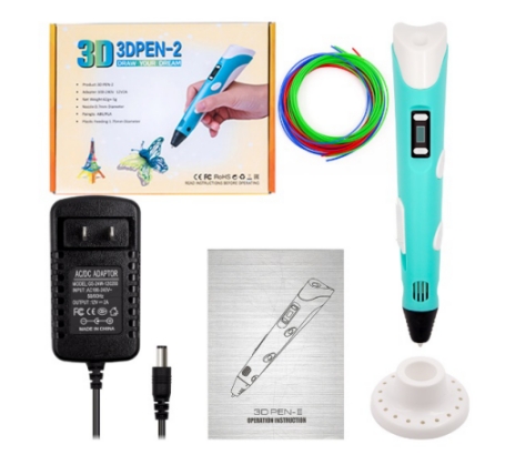 3D ручка 2-го поколения (2 поколение, 5в, синий, AU вилка)