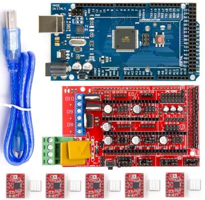Набор с платой управления драйверами и контроллером (Arduino Mega 2560 R3, CNC Shields V4, драйверы A4988 5 шт.)