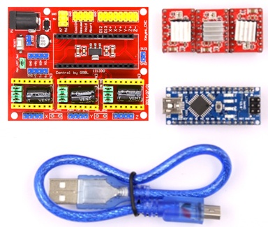 Набор с платой управления драйверами и контроллером (Arduino Nano, CNC Shields V4, драйверы A4988 3 шт.)