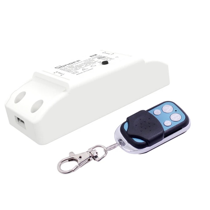 Умный Wi-Fi-переключатель Sonoff RF (голосовое управление Siri, 10А, 433МГц, в комплекте пульт ДУ)