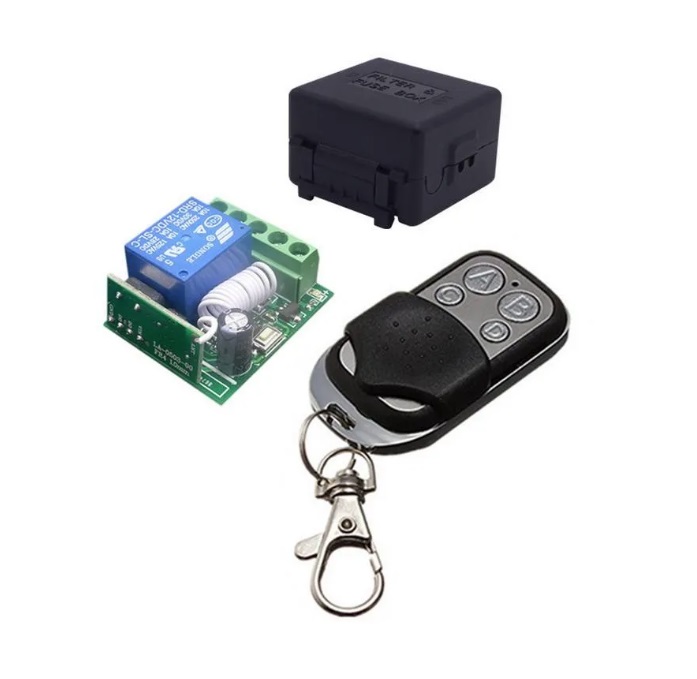 1-канальное реле в корпусе с радимодулем и пультом на 4 кнопки, 433МГц 12в