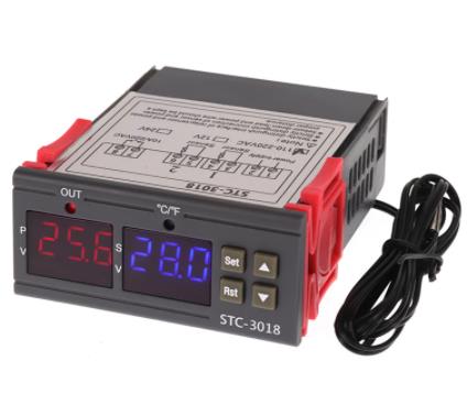 Цифровой терморегулятор (термостат) с двойным дисплеем STC-3008 AC110-220в, кабель 1м