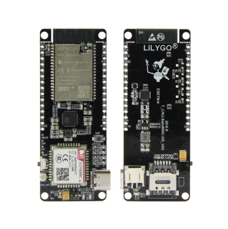 Плата разработки TGO T-Call V02 ESP32 SIM800С-DS WIFI/Bluetooth, (чип CH9102F) с неприпаянными контактами