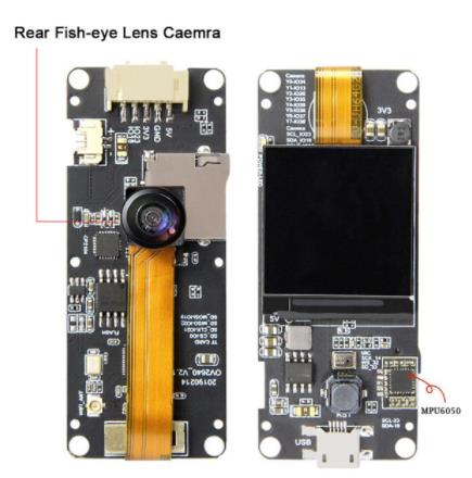 Модуль камеры TTGO T-Camera Plus OV2640 (Fish-eye линза) с гироскопом MPU6050 и дисплеем 1.3'