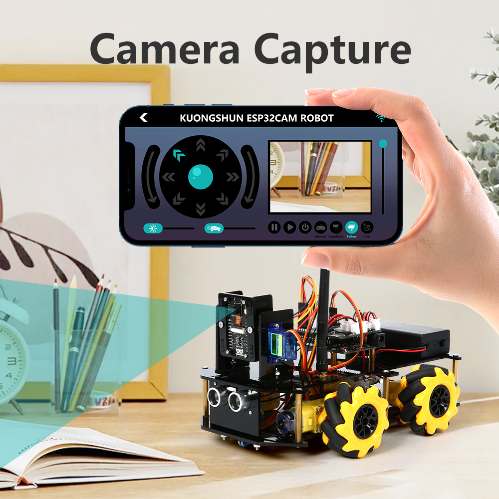 Беспроводное управление автомобилем ESP32 CAM Mecanum Smart (без аккумулятора 18650, без зарядного устройства 18650)