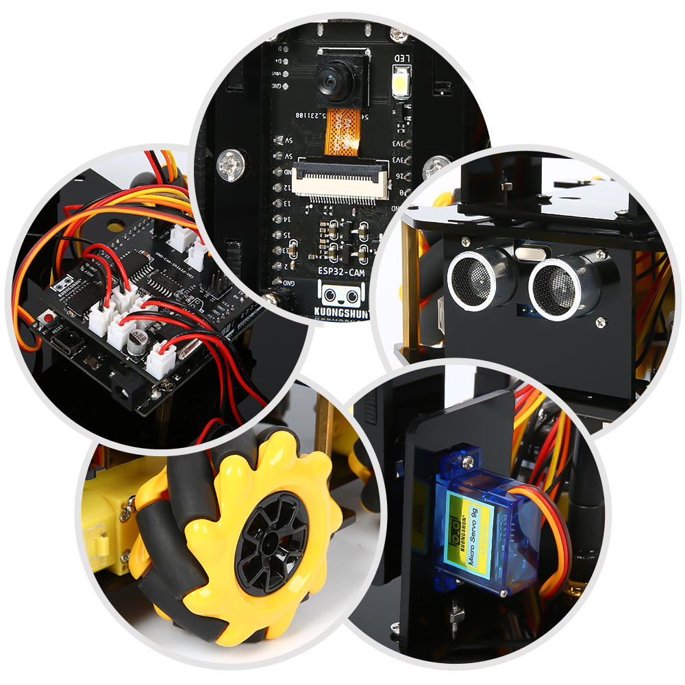 Беспроводное управление автомобилем ESP32 CAM Mecanum Smart (без аккумулятора 18650, без зарядного устройства 18650)