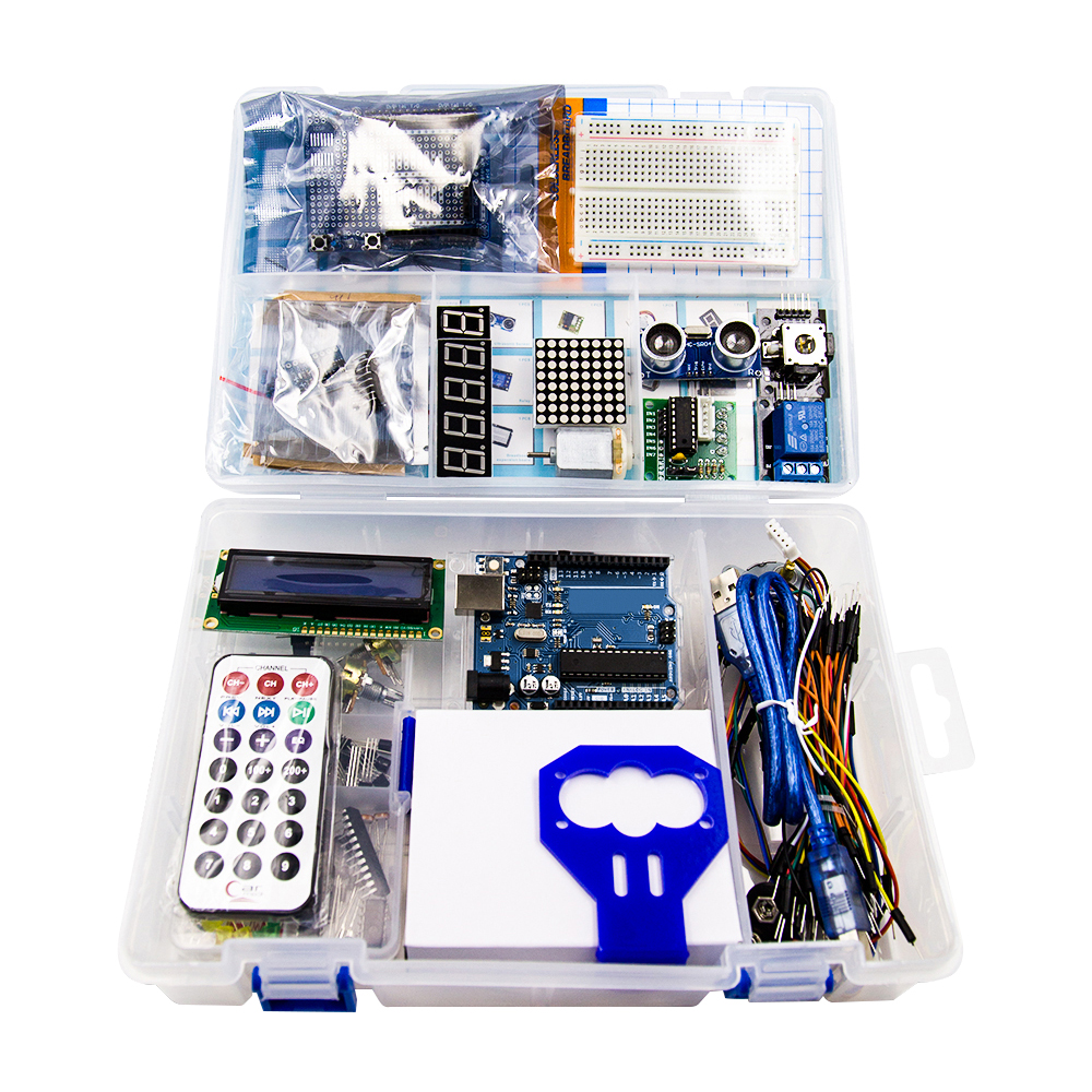 Стартовый набор Arduino UNO R3 DIP KUONGSHUN с логотипом без батарейки крона 9В с блоком питания под американскую розетку