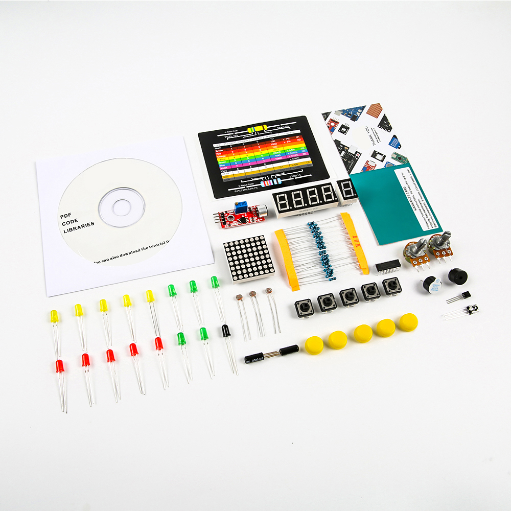 Обучающий набор Arduino UNO R3 DIP без фирменного логотипа и батарейки крона 9В