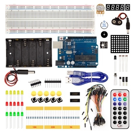 Базовый набор Arduino UNO R3 DIP без фирменного логотипа и батареики крона 9В