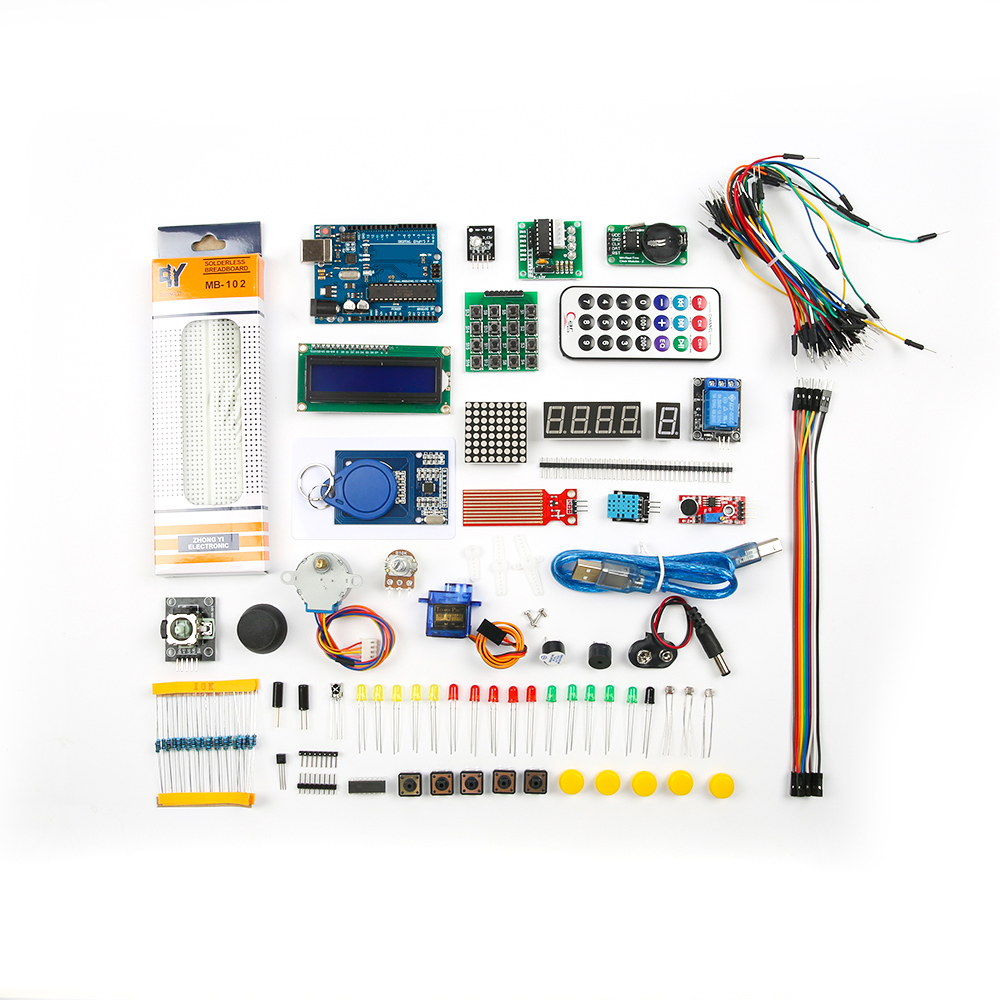 Улучшенный стартовый набор для обучения Arduino UNO R3 DIP с батареей крона 9В