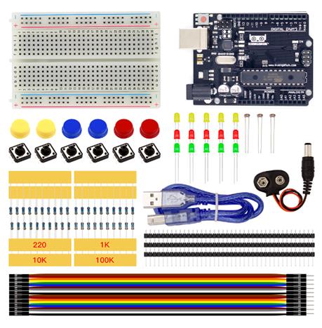 Базовый обучающий набор с фирменным логотипом Arduino UNO R3 CH340 в картонной упаковке